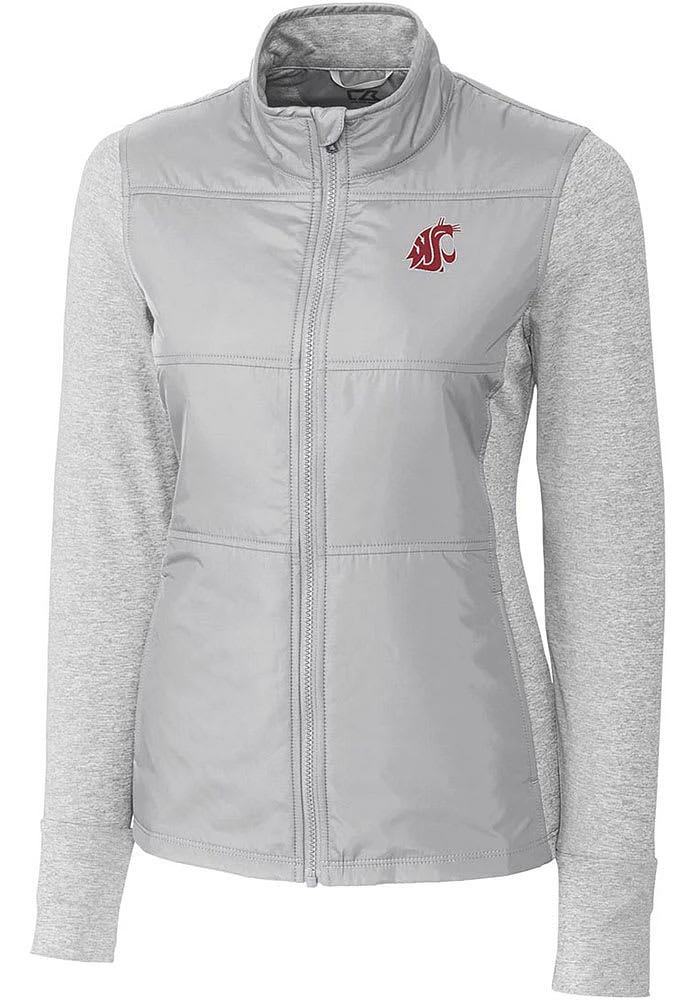Cutter and Buck Washington State Cougars Womens Grey Stealth Hybrid Quilted Medium Weight Jacket