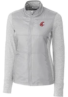 Cutter and Buck Washington State Cougars Womens Grey Stealth Hybrid Quilted Medium Weight Jacket
