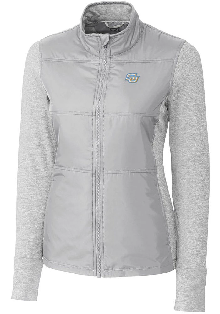 Cutter and Buck Southern University Jaguars Womens Grey Stealth Hybrid Quilted Medium Weight Jacke..