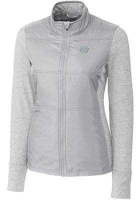 Cutter and Buck Southern University Jaguars Womens Grey Stealth Hybrid Quilted Medium Weight Jacke..