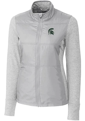 Cutter and Buck Michigan State Spartans Womens Grey Stealth Hybrid Quilted Medium Weight Jacket