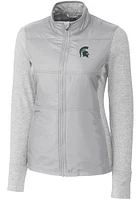 Cutter and Buck Michigan State Spartans Womens Grey Stealth Hybrid Quilted Medium Weight Jacket