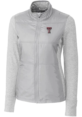 Cutter and Buck Texas Tech Red Raiders Womens Grey Stealth Hybrid Quilted Medium Weight Jacket