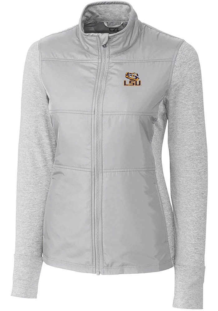 Cutter and Buck LSU Tigers Womens Grey Stealth Hybrid Quilted Medium Weight Jacket