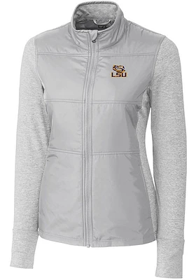 Cutter and Buck LSU Tigers Womens Grey Stealth Hybrid Quilted Medium Weight Jacket