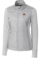 Cutter and Buck Minnesota Golden Gophers Womens Grey Stealth Hybrid Quilted Medium Weight Jacket