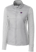 Cutter and Buck K-State Wildcats Womens Grey Stealth Hybrid Quilted Medium Weight Jacket