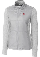 Cutter and Buck Rutgers Scarlet Knights Womens Grey Stealth Hybrid Quilted Medium Weight Jacket