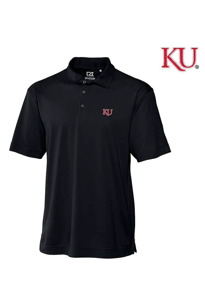 Cutter and Buck Kansas Jayhawks Mens Black Genre Short Sleeve Polo