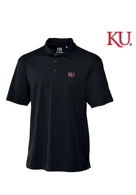 Cutter and Buck Kansas Jayhawks Mens Black Genre Short Sleeve Polo
