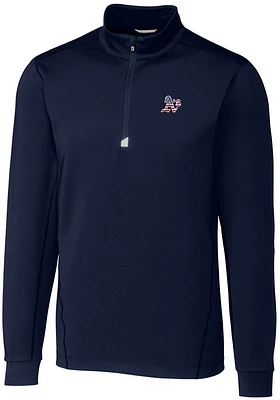 Cutter and Buck Oakland Athletics Mens Navy Blue Traverse Stretch Big Tall Qtr Zip