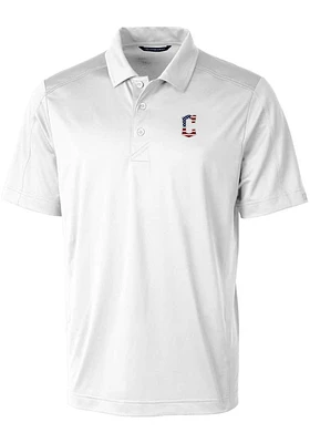 Cutter and Buck Cleveland Guardians Mens White Prospect Textured Big Tall Polos Shirt