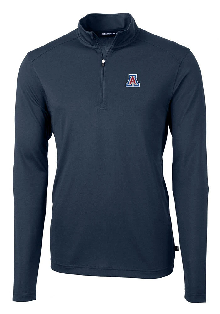 Cutter and Buck Arizona Wildcats Mens Navy Blue Virtue Eco Pique Long Sleeve Qtr Zip Pullover