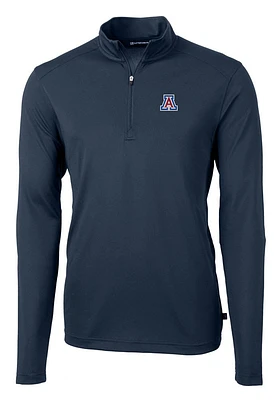 Cutter and Buck Arizona Wildcats Mens Navy Blue Virtue Eco Pique Long Sleeve Qtr Zip Pullover