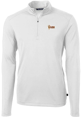 Cutter and Buck Arizona State Sun Devils Mens Virtue Eco Pique Long Sleeve Qtr Zip Pullover