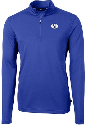 Cutter and Buck BYU Cougars Mens Virtue Eco Pique Long Sleeve Qtr Zip Pullover