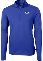 Cutter and Buck BYU Cougars Mens Virtue Eco Pique Long Sleeve Qtr Zip Pullover