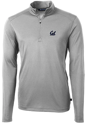 Cutter and Buck Cal Golden Bears Mens Virtue Eco Pique Long Sleeve Qtr Zip Pullover