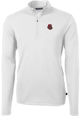 Cutter and Buck Cornell Big Red Mens Virtue Eco Pique Long Sleeve Qtr Zip Pullover
