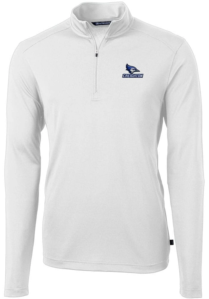 Cutter and Buck Creighton Bluejays Mens Virtue Eco Pique Long Sleeve Qtr Zip Pullover
