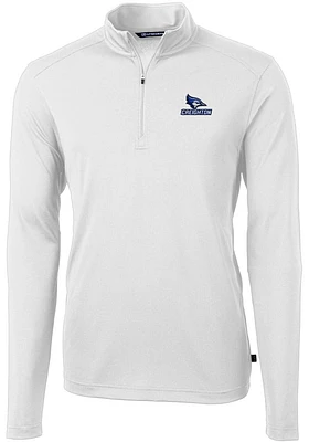 Cutter and Buck Creighton Bluejays Mens Virtue Eco Pique Long Sleeve Qtr Zip Pullover