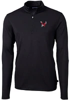 Cutter and Buck Eastern Washington Eagles Mens Black Virtue Eco Pique Long Sleeve 1/4 Zip Pullov..