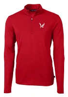 Cutter and Buck Eastern Washington Eagles Mens Red Virtue Eco Pique Long Sleeve 1/4 Zip Pullover