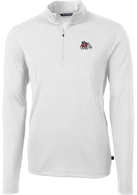 Cutter and Buck Fresno State Bulldogs Mens Virtue Eco Pique Long Sleeve Qtr Zip Pullover