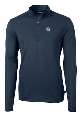 Cutter and Buck Georgetown Hoyas Mens Navy Blue Virtue Eco Pique Long Sleeve Qtr Zip Pullover
