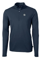 Cutter and Buck Georgetown Hoyas Mens Navy Blue Virtue Eco Pique Long Sleeve Qtr Zip Pullover