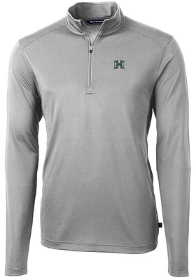 Cutter and Buck Hawaii Warriors Mens Virtue Eco Pique Long Sleeve 1/4 Zip Pullover