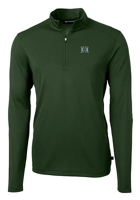 Cutter and Buck Hawaii Warriors Mens Virtue Eco Pique Long Sleeve Qtr Zip Pullover