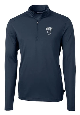 Cutter and Buck Howard Bison Mens Navy Blue Virtue Eco Pique Long Sleeve 1/4 Zip Pullover