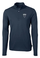 Cutter and Buck Howard Bison Mens Navy Blue Virtue Eco Pique Long Sleeve 1/4 Zip Pullover
