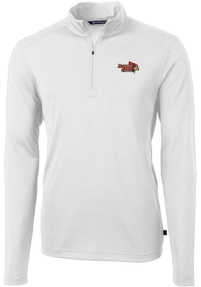 Cutter and Buck Illinois State Redbirds Mens White Virtue Eco Pique Long Sleeve 1/4 Zip Pullover