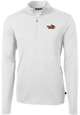 Cutter and Buck Illinois State Redbirds Mens White Virtue Eco Pique Long Sleeve 1/4 Zip Pullover
