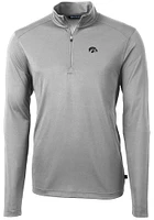 Cutter and Buck Iowa Hawkeyes Mens Grey Virtue Eco Pique Long Sleeve Qtr Zip Pullover