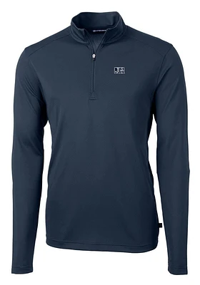 Cutter and Buck Jackson State Tigers Mens Navy Blue Virtue Eco Pique Long Sleeve Qtr Zip Pullover
