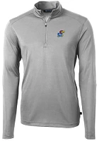 Cutter and Buck Kansas Jayhawks Mens Virtue Eco Pique Long Sleeve Qtr Zip Pullover