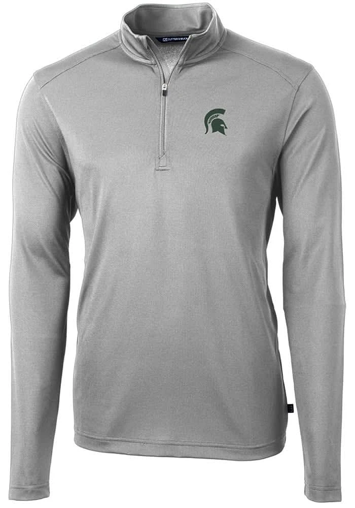 Cutter and Buck Michigan State Spartans Mens Virtue Eco Pique Long Sleeve Qtr Zip Pullover
