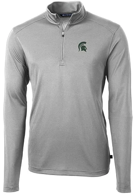 Cutter and Buck Michigan State Spartans Mens Virtue Eco Pique Long Sleeve Qtr Zip Pullover