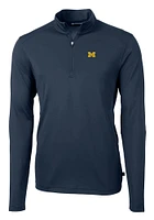 Cutter and Buck Michigan Wolverines Mens Virtue Eco Pique Long Sleeve Qtr Zip Pullover