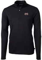 Cutter and Buck Mississippi State Bulldogs Mens Black Virtue Eco Pique Long Sleeve Qtr Zip Pullove..