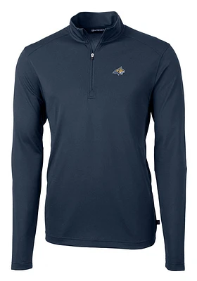 Cutter and Buck Montana State Bobcats Mens Navy Blue Virtue Eco Pique Long Sleeve 1/4 Zip Pullov..