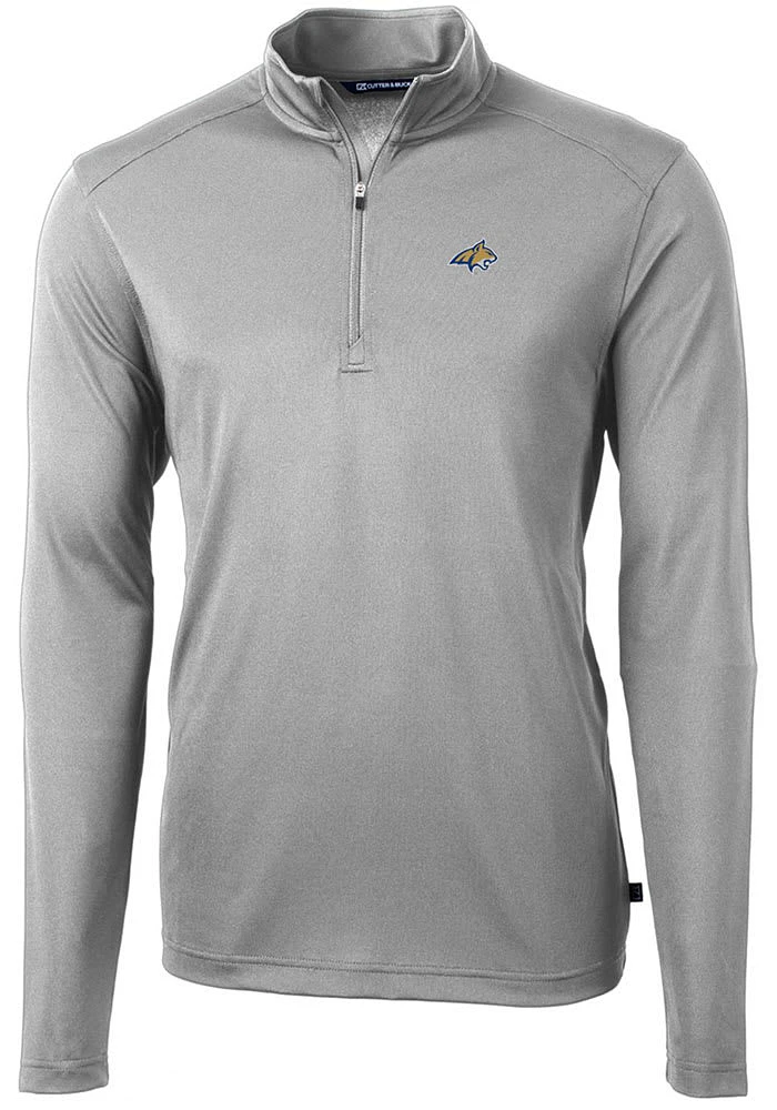 Cutter and Buck Montana State Bobcats Mens Virtue Eco Pique Long Sleeve Qtr Zip Pullover