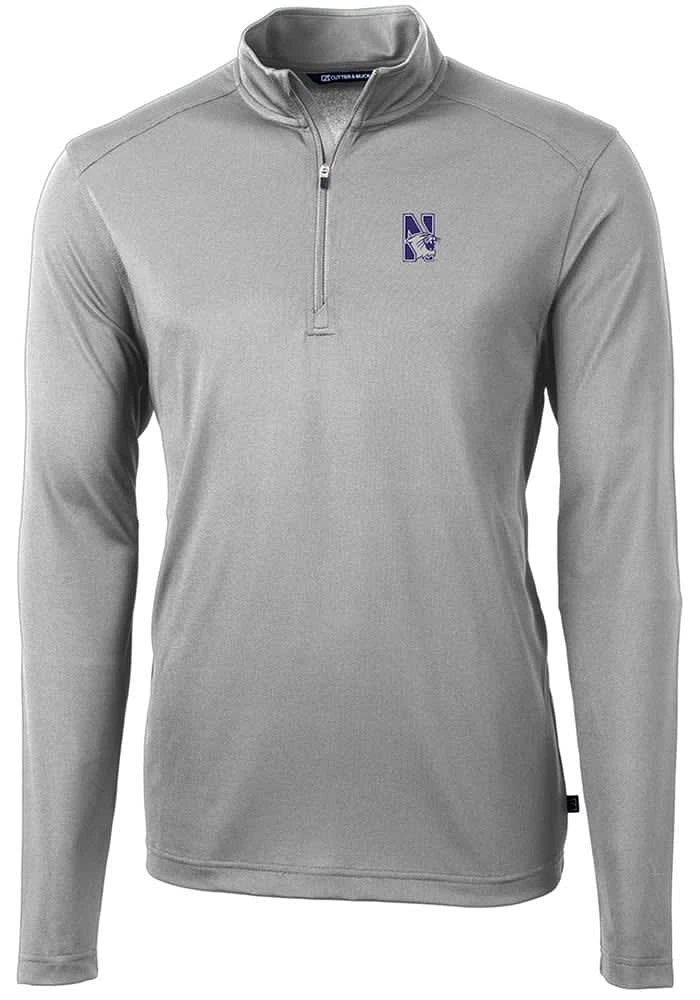 Mens Northwestern Wildcats Cutter and Buck Virtue Eco Pique Qtr Zip Pullover