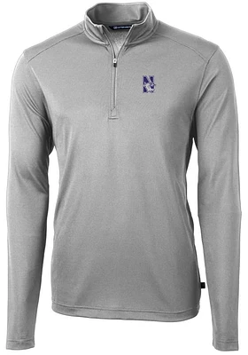 Mens Northwestern Wildcats Cutter and Buck Virtue Eco Pique Qtr Zip Pullover