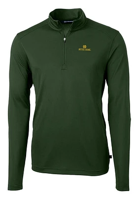 Cutter and Buck Notre Dame Fighting Irish Mens Green Virtue Eco Pique Long Sleeve Qtr Zip Pullover