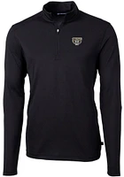 Cutter and Buck Oakland University Golden Grizzlies Mens Black Virtue Eco Pique Long Sleeve 1/4 ..