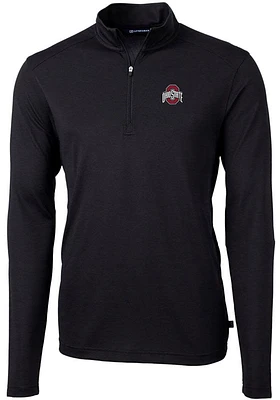 Cutter and Buck Ohio State Buckeyes Mens Virtue Eco Pique Long Sleeve Qtr Zip Pullover